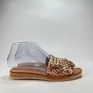 Agave Girl Rose Gold Woven Leather Slide Sandals Women's Size 6